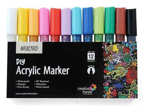 Brustro Acrylic Marker Set Of 12 Vibrant Colours Artsloc