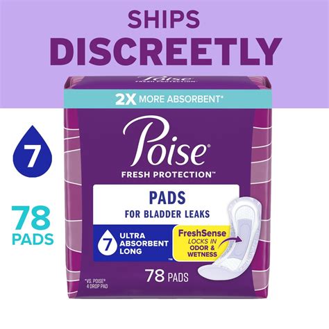 Free Shipping! Poise Incontinence Pads for Women, 7 Drop Ultra