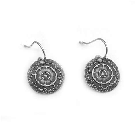 Sterling Silver Round Mandala Earrings Aries Artistic Jewelry