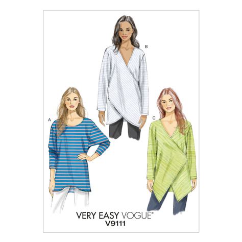 Vogue Very Easy Women S Long Sleeve Wrap Detail Top Sewing Pattern