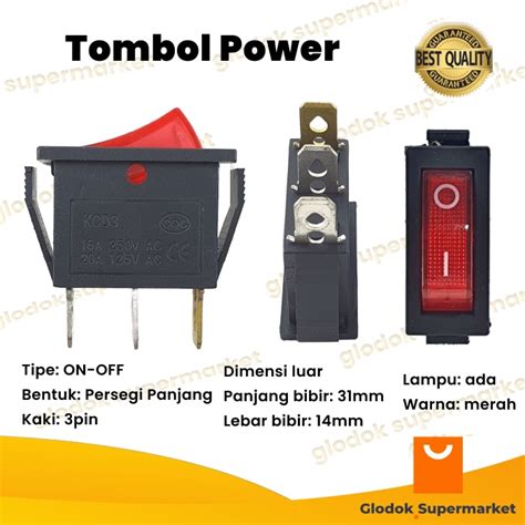 Jual Saklar 3 Pin On Off Tombol Rocker 2 Posisi Lampu KCD3 Power Switch