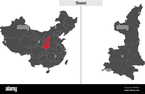 Map Of Shaanxi Province Of China And Location On Chinese Map Stock