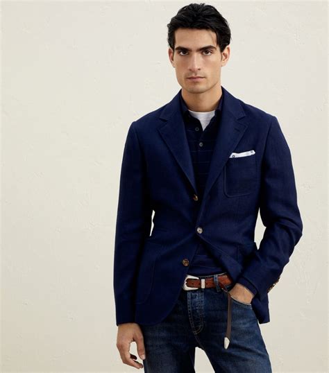 Mens Brunello Cucinelli Blue Single Breasted Blazer Harrods