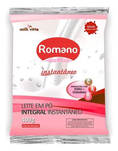 Leite Em Pó Integral Instantaneo 400g Romano MercadoLivre