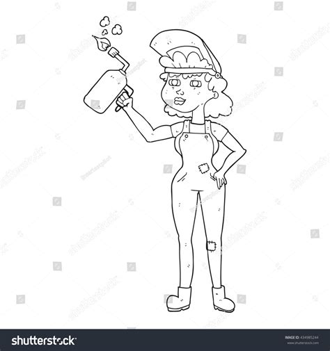 Freehand Drawn Black And White Cartoon Woman Royalty Free Stock