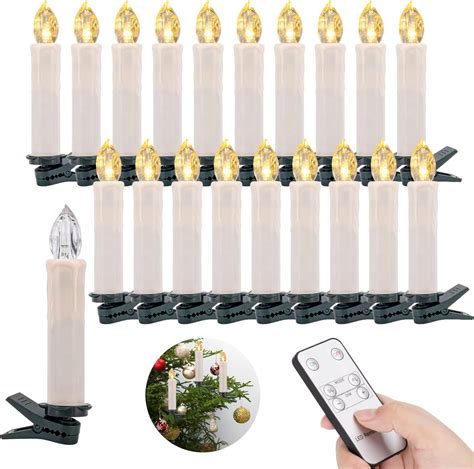 Kurt S Adler 10 Light Clip On White Candle With Clear Bulbs Christmas Light Set