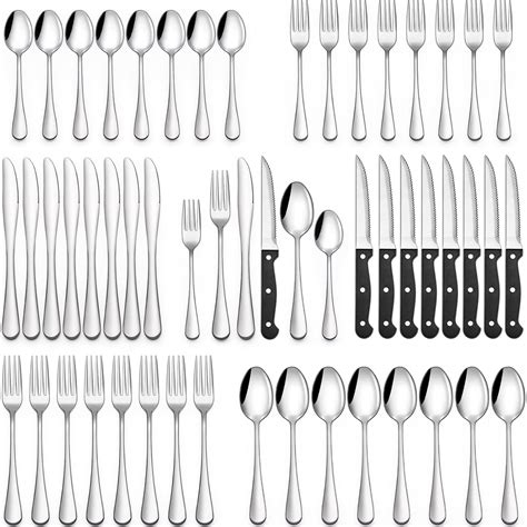 Piece Silverware Set With Steak Knives Flatware Set For Food