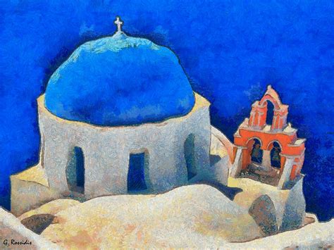 Clasical Santorini Painting By George Rossidis Pixels