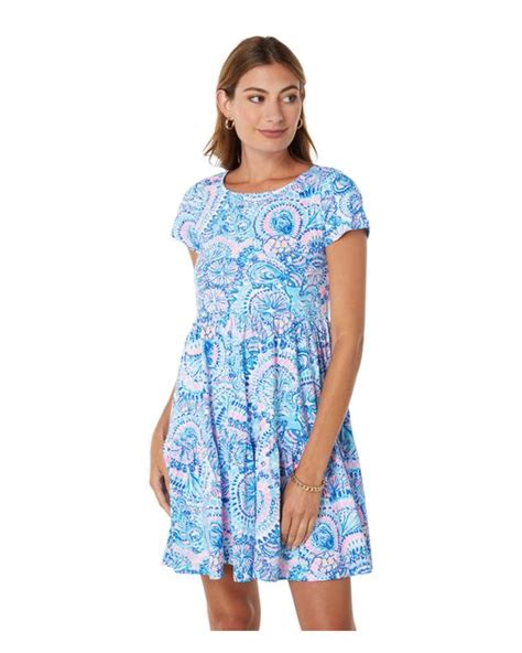 Lilly Pulitzer Cotton Geanna Short Sleeve Dress In Blue Lyst