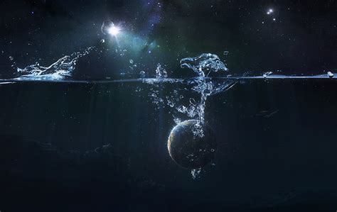 Drowning planet wallpaper, planet, space art, splashes, stars HD ...