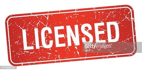 Licensed Red Square Grunge Textured Isolated Stamp Stock Vector