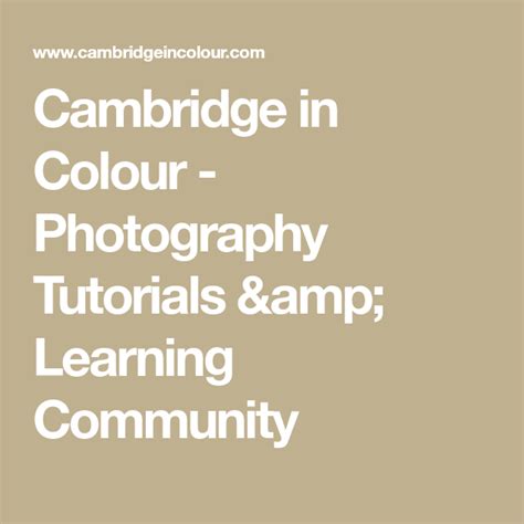 Cambridge In Colour Photography Tutorials And Learning Community