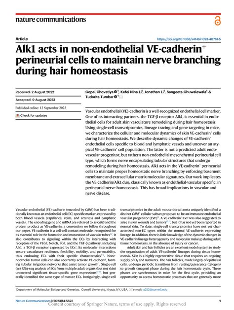 (PDF) Alk1 acts in non-endothelial VE-cadherin perineurial cells to maintain nerve branching ...