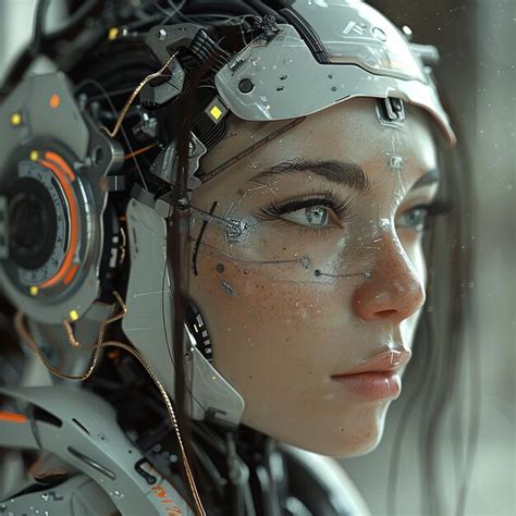 Premium Photo Futuristic Cyberpunk Robotic Woman Portrait