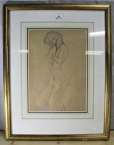 Lot Art Gustav Klimt Female Nude Drawing