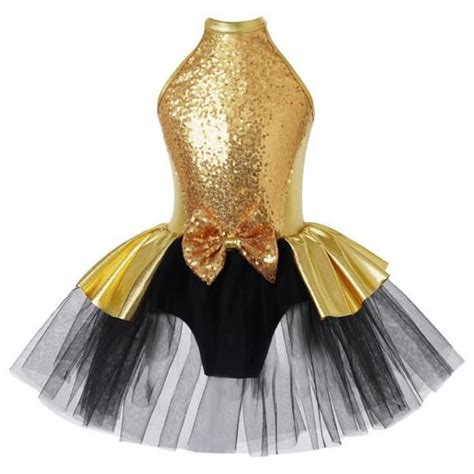 Inhzoy Enfant Fille Justaucorps Danse Classique Paillette Brillant Tutu