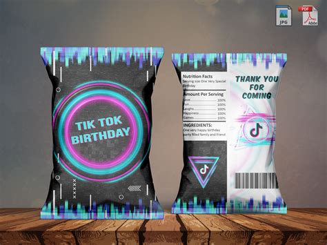 Tik Tok Chip Bags Favor Bag Favor Bags Tik Tok Birthday Chip Bag