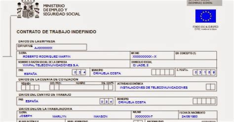 Ejemplo De Contrato De Trabajo Temporal Rellenado Opciones De Ejemplo