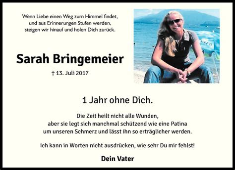 Traueranzeigen Von Sarah Bringemeier Trauer Ms