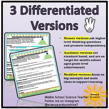 Gravitational Potential Energy Lab By Scienceandsunshine Tpt