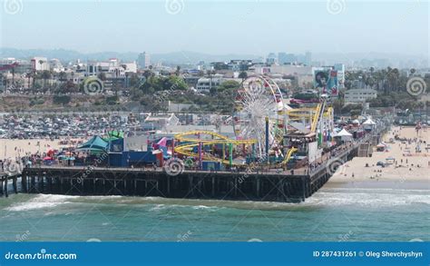 Aerial View From The Waterfront At Santa Monica Pier And Pacific Park