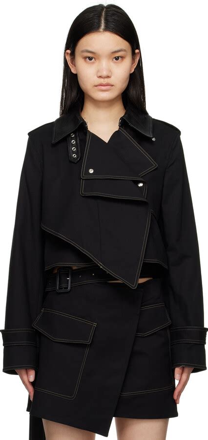 Helmut Lang Black Cropped Trench Coat Shopstyle