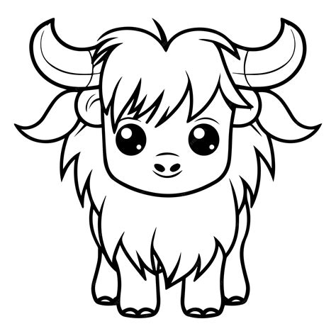 Dibujo Para Colorear Yak Ilustración Estilo Kawaii Dibujo Lineal Yak Vector Premium