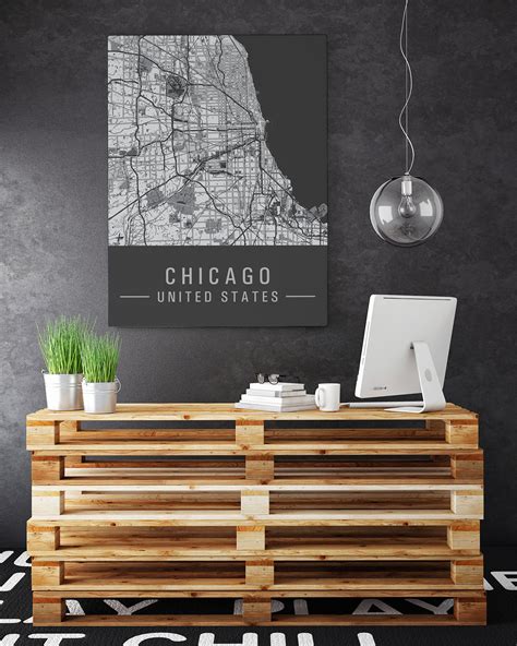 Poster Map of Chicago Chicago Print - Etsy