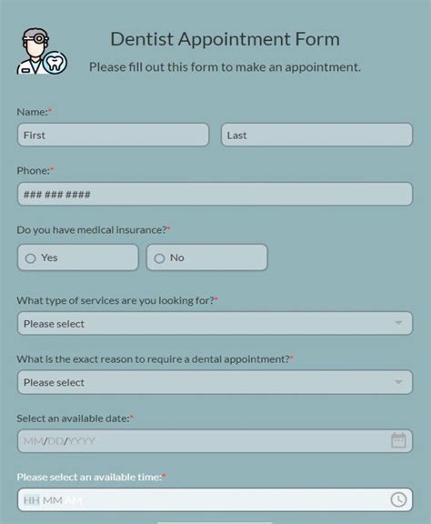 Free Dentist Appointment Form Template Formbuilder