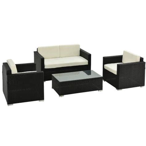 Outsunny Set Pentru Gradina 4 Piese Din Rattan Si Otel Crem Ro