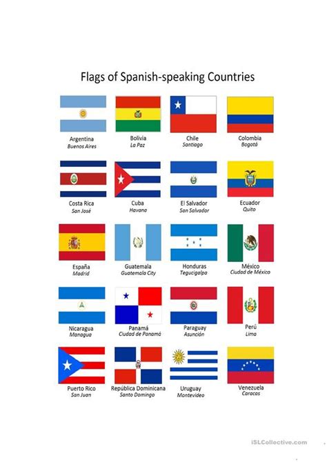 Las Banderas Del Mundo Espa Ol Ele Hojas De Trabajo How To Speak