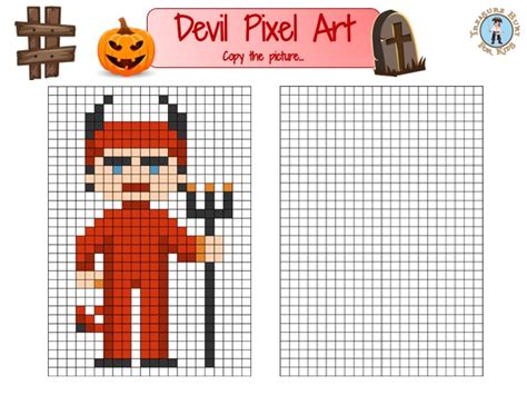 Devil Pixel Art Grid For Halloween Treasure Hunt 4 Kids Free Games