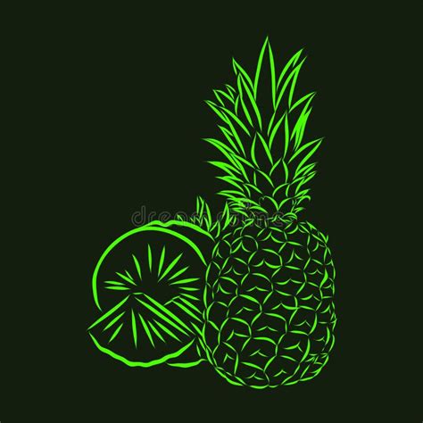 Image Of Pineapple Fruit Vector Black And White Illustration Stock Vector Illustration Of