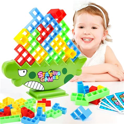 SUPRROW Tetra Tower Spiel 64 Stück Tetris Tower Erwachsene Kinder