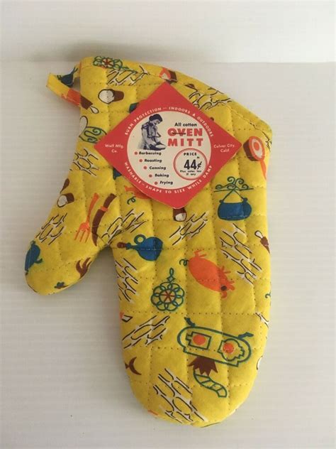 Vintage Mid Century Oven Mitt Wolf Mfg Co Culver City Calif Retro