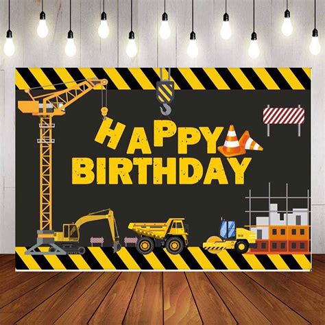 Construction Theme Birthday Party Photography Backdrop Dump Truck