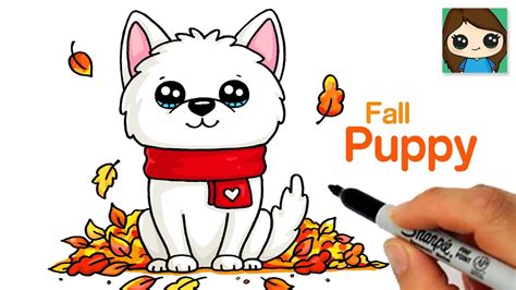 How To Draw A Puppy Dog Easy 🍁 Cute Fall Art Youtube