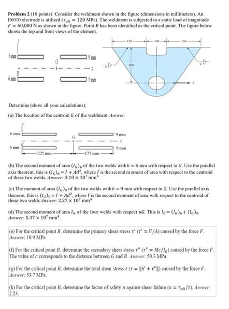 Solved Problem Points Consider The Weldment Shown In Chegg