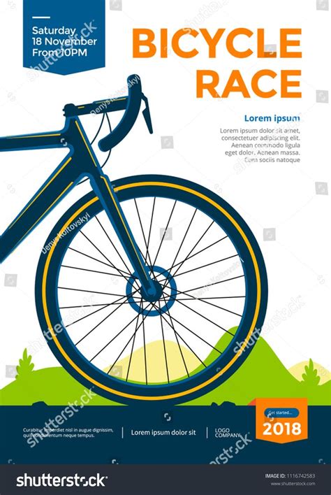 Bicycle race poster design. Cycling championship flyer template. Vector ...