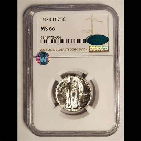 D Standing Liberty Quarter Ngc Ms Wow Cac Sight White Bob