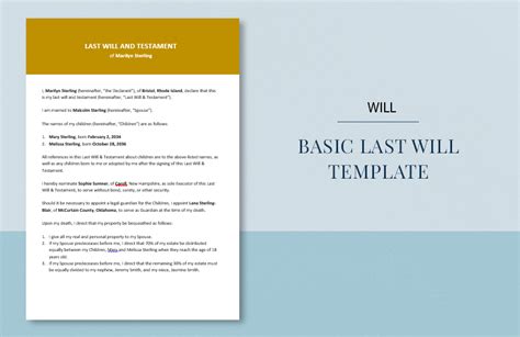 Basic Last Will Template in Word, Google Docs - Download | Template.net