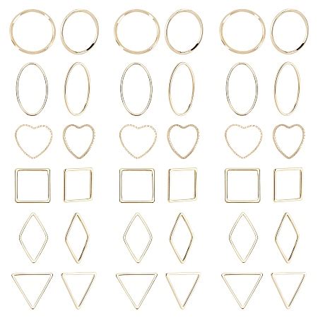 SUNNYCLUE Brass Linking Rings Mixed Shapes Real 18K Gold Plated 13