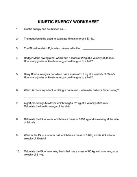 Worksheet Energy Worksheet24