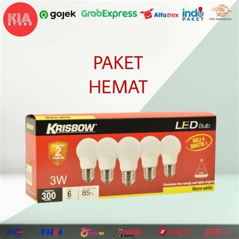 Jual Krisbow Bohlam Lampu LED 3 5 7 9 11 Watt Isi 5 Kuning