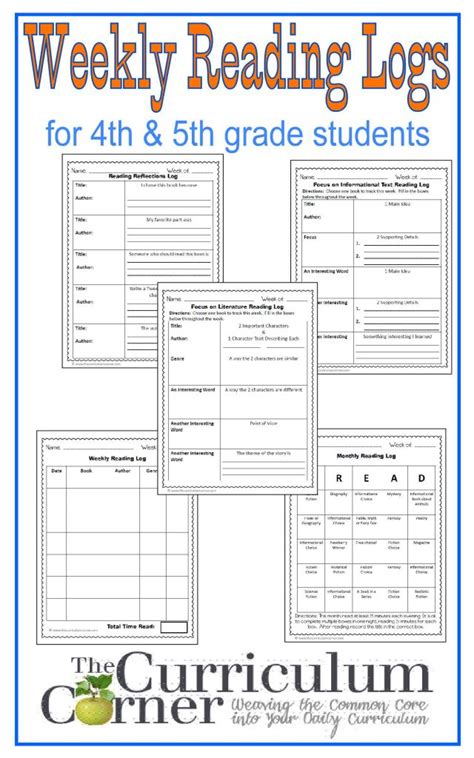 Printable Reading Logs For 4th 5th Grades Thrifty Homeschoolers