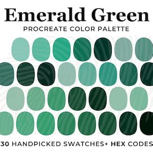 Emerald Green Color Palette For Procreate Color Swatches Hex Codes