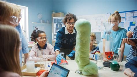Elementary School Science / Chemistry Classroom: Enthusiastic Teacher ...