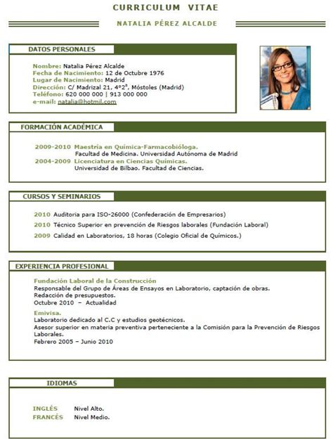 Curriculum Vitae Biologo Modelo De Curriculum Vitae Modello Curriculum