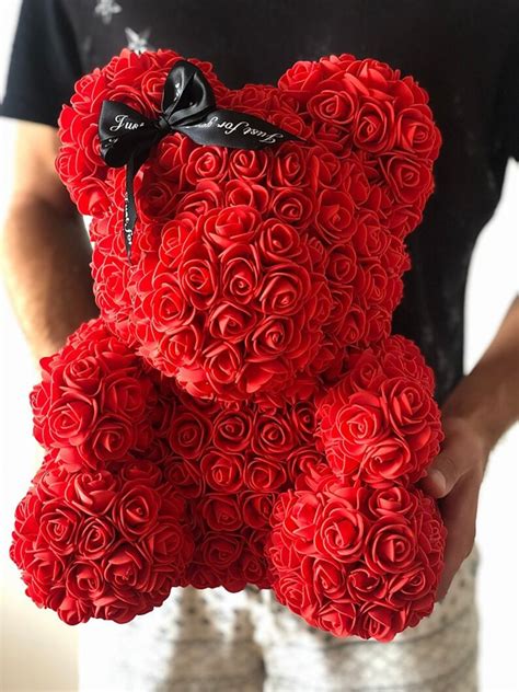 Rose Bear luxury rose teddy bear forever rose teddy rose bear | Etsy