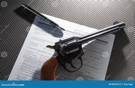 Background Check Form for a Gun Stock Photo - Image of firearm, weapon ...